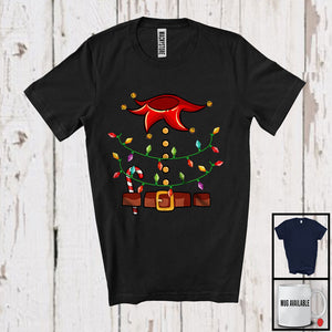 MacnyStore - Elf Cosplay; Humorous Christmas Lights Elf Fake Costume; Matching Friends Family Group T-Shirt