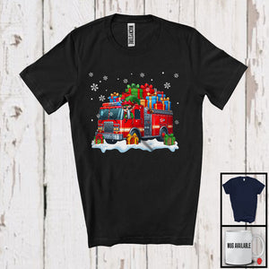 MacnyStore - Elf Driving Fire Truck, Adorable Christmas Snowing ELF Lover, Matching X-mas Driver Team T-Shirt