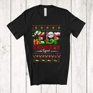 MacnyStore - Elf Engineer Squad; Awesome Christmas Sweater Moon Elf Lover; Pajama Jobs Family Group T-Shirt