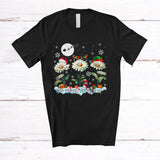 MacnyStore - Elf Reindeer Santa Daisy With Snowman; Awesome Christmas Snow Daisy; Flowers Family T-Shirt