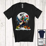 MacnyStore - Elf Riding Duck Santa; Joyful Christmas Moon Elf Duck Lover; Farm Animal X-mas Farmer T-Shirt