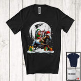 MacnyStore - Elf Riding Goat Santa; Joyful Christmas Moon Elf Goat Lover; Farm Animal X-mas Farmer T-Shirt