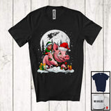 MacnyStore - Elf Riding Pig Santa; Joyful Christmas Moon Elf Pig Lover; Farm Animal X-mas Farmer T-Shirt