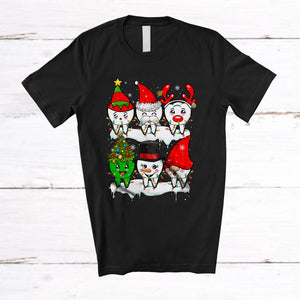 MacnyStore - Elf Santa Reindeer Tooth Collection; Amusing Christmas Teeth Snow; Dental Assistant Dentist T-Shirt