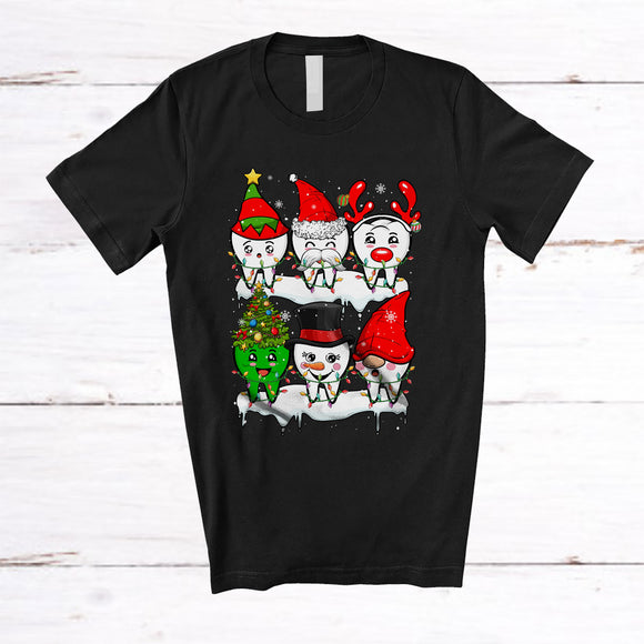 MacnyStore - Elf Santa Reindeer Tooth Collection; Amusing Christmas Teeth Snow; Dental Assistant Dentist T-Shirt