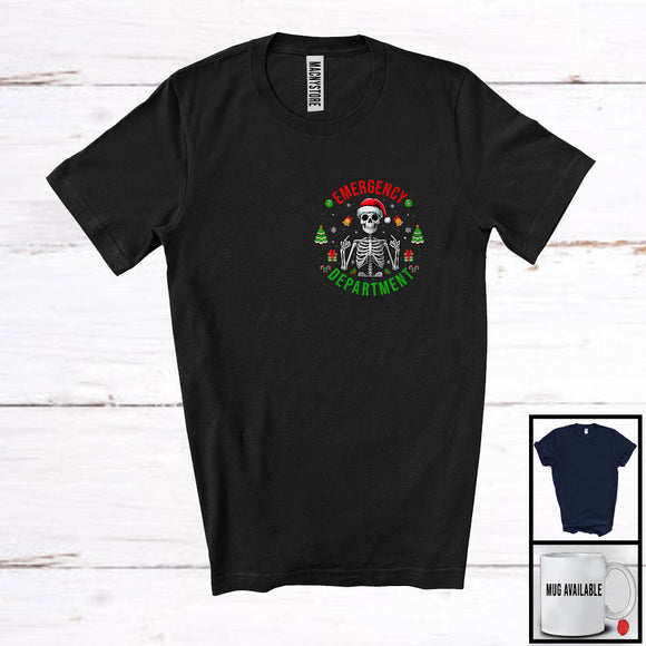 MacnyStore - Emergency Department; Amazing Christmas Santa Skeleton Nurse At Pocket; Nurse Nursing T-Shirt