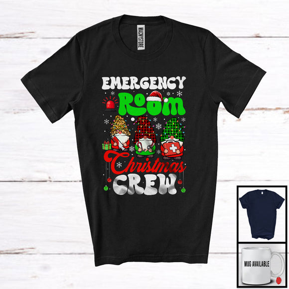 MacnyStore - Emergency Room Christmas Crew; Adorable X-mas Three Plaid Gnomes Nursing; Nurse Group T-Shirt