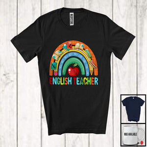 MacnyStore - English Teacher; Colorful Rainbow School Things; Matching English Teacher Students Group T-Shirt