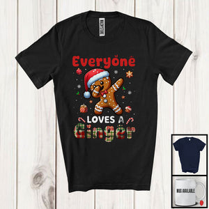 MacnyStore - Everyone Loves A Ginger, Lovely Christmas Santa Gingerbread Man Dabbing, Plaid Cookies T-Shirt