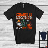 MacnyStore - Exhausted Brother Is My Costume; Humorous Halloween Costume Skull Zombie; Men Family Group T-Shirt