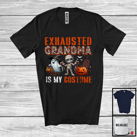 MacnyStore - Exhausted Grandma Is My Costume; Spooky Halloween Costume Skull Mummy; Women Family T-Shirt