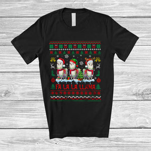 MacnyStore - Fa 3La Llama; Fantastic Christmas Sweater Three Santa Elf Reindeer Llama; Snowing Family T-Shirt