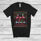 MacnyStore - Fa 3La Mingo; Fantastic Christmas Sweater Three Santa Elf Reindeer Flamingo; Snowing Family T-Shirt