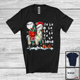 MacnyStore - Fa Llama; Awesome Christmas Lights Santa Llama Lover; X-mas Moon Snowing Around T-Shirt