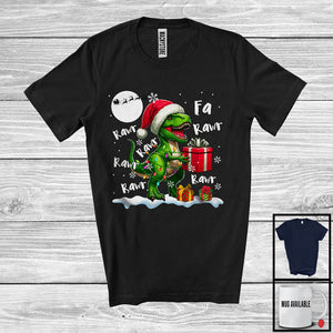 MacnyStore - Fa Rawr; Awesome Christmas Lights Santa T-Rex Dinosaur Lover; X-mas Moon Snowing Around T-Shirt