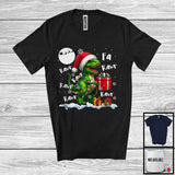 MacnyStore - Fa Rawr; Awesome Christmas Lights Santa T-Rex Dinosaur Lover; X-mas Moon Snowing Around T-Shirt