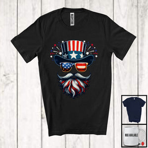 MacnyStore - Face Beard American Sunglasses, Amazing 4th Of July USA Flag, Men Patriotic Group T-Shirt