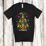 MacnyStore - Faith Hope Fight Love; Fantastic Christmas Lights Tree Childhood Cancer Ribbon; Family Group T-Shirt