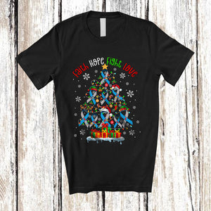 MacnyStore - Faith Hope Fight Love; Fantastic Christmas Lights Tree Diabetes Ribbon; Family Group T-Shirt