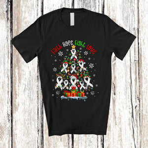 MacnyStore - Faith Hope Fight Love; Fantastic Christmas Lights Tree Lung Cancer Ribbon; Family Group T-Shirt