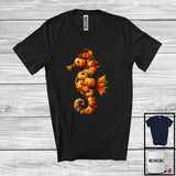 MacnyStore - Fall Autumn Leaves Pumpkin Seahorse Shape; Amazing Thanksgiving Sea Animal; Family Group T-Shirt