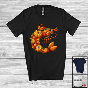 MacnyStore - Fall Autumn Leaves Pumpkin Shrimp Shape; Amazing Thanksgiving Sea Animal; Family Group T-Shirt