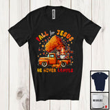 MacnyStore - Fall For Jesus He Never Leaves; Happy Thanksgiving Gnome Pickup Truck; Plaid Cross Fall Tree T-Shirt