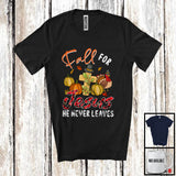 MacnyStore - Fall For Jesus He Never Leaves, Happy Thanksgiving Leopard Pumpkins Cross, Autumn Family T-Shirt