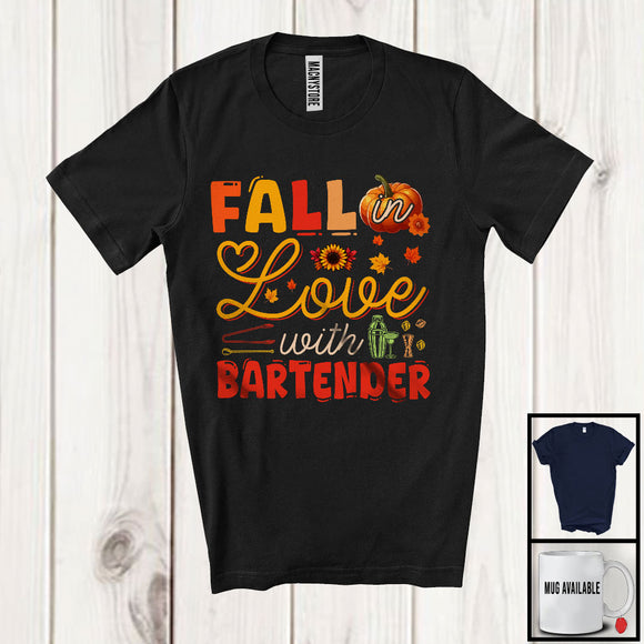 MacnyStore - Fall In Love With Bartender; Wonderful Thanksgiving Autumn Pumpkin; Jobs Careers Proud T-Shirt