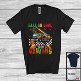 MacnyStore - Fall In Love With Driving; Wonderful Thanksgiving Pumpkin On Crane Truck Driver; Family Group T-Shirt