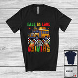 MacnyStore - Fall In Love With Driving; Wonderful Thanksgiving Pumpkin On School Bus Driver; Family Group T-Shirt