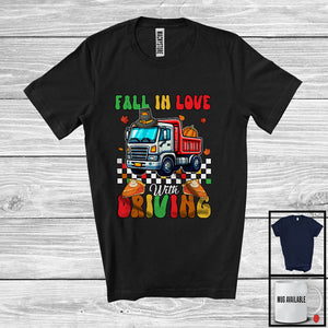 MacnyStore - Fall In Love With Driving; Wonderful Thanksgiving Pumpkin On Truck Driver; Family Group T-Shirt