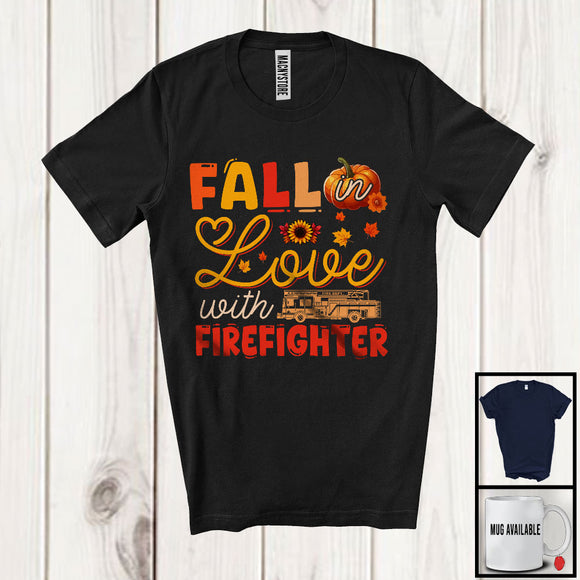 MacnyStore - Fall In Love With Firefighter; Wonderful Thanksgiving Autumn Pumpkin; Jobs Careers Proud T-Shirt