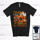 MacnyStore - Fall Is My 2nd Favorite F-Word, Lovely Thanksgiving Llama On Pickup Truck, Gnome Turkey Pumpkin T-Shirt