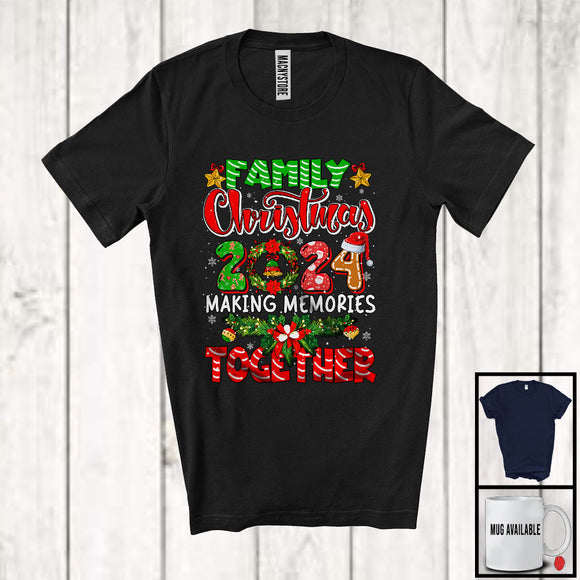 MacnyStore - Family Christmas 2024 Memories Together; Cheerful Plaid Santa Snowing; X-mas Family T-Shirt