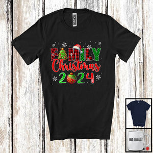 MacnyStore - Family Christmas 2024; Awesome X-mas Plaid Snowing Around; Matching Family Group T-Shirt