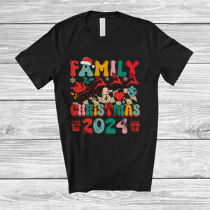 MacnyStore - Family Christmas 2024; Joyful Christmas Retro Groovy Santa; Pajamas X-mas Family Group T-Shirt