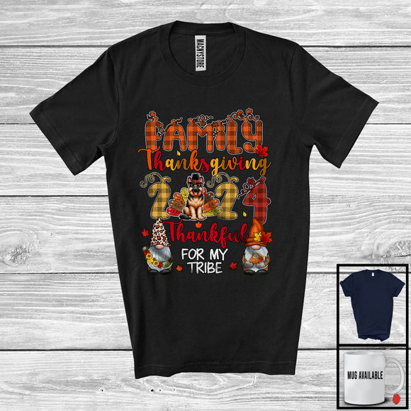 MacnyStore - Family Thanksgiving 2024 Thankful; Lovely Gnomes German Shepherd Turkey Crew; Family Group T-Shirt