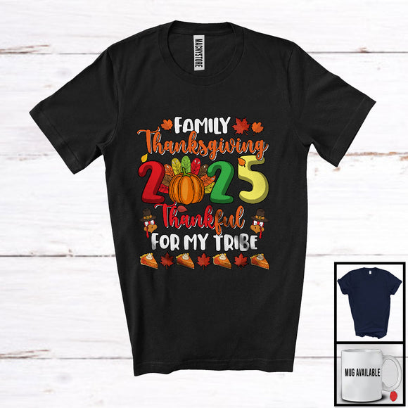 MacnyStore - Family Thanksgiving 2025 Thankful For My Tribe; Adorable Turkey Pumpkin Lover; Family Group T-Shirt