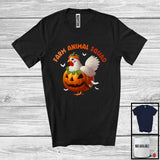 MacnyStore - Farm Animal Squad; Lovely Halloween Chicken Pumpkin Cosplay; Chicken Farm Animal Farmer T-Shirt