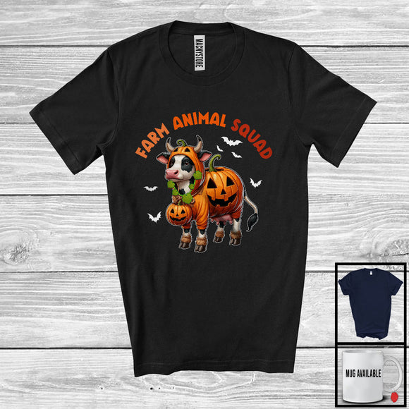 MacnyStore - Farm Animal Squad; Lovely Halloween Cow Pumpkin Cosplay; Cow Farm Animal Farmer T-Shirt