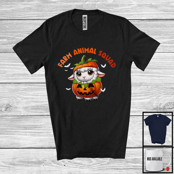 MacnyStore - Farm Animal Squad; Lovely Halloween Sheep Pumpkin Cosplay; Sheep Farm Animal Farmer T-Shirt