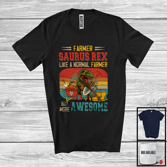 MacnyStore - Farmer Saurus Rex But More Awesome; Proud T-Rex Dinosaur Vintage Retro; Jobs Careers T-Shirt