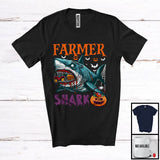 MacnyStore - Farmer Shark, Scary Halloween Costume Pumpkin Zombie Shark, Proud Careers Group T-Shirt