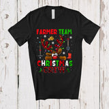 MacnyStore - Farmer Team Christmas Crew; Fantastic X-mas Red Plaid Reindeer Face; Proud Careers Jobs T-Shirt