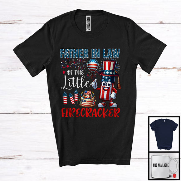 MacnyStore - Father in law Of The Little Firecracker, Adorable 4th Of July Birthday Firework, US Flag Family Patriotic T-Shirt