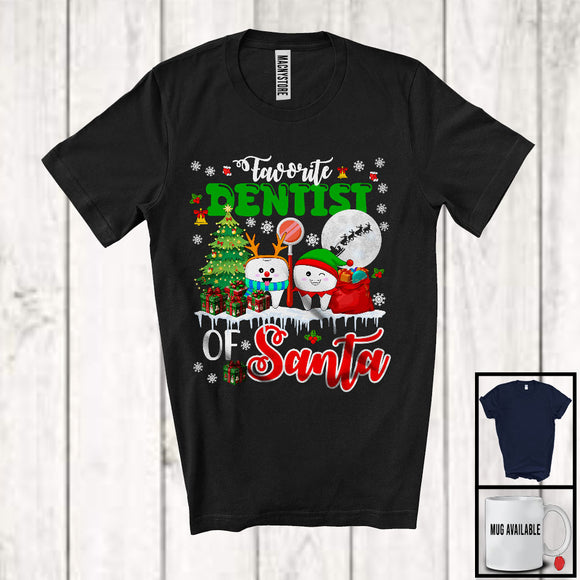 MacnyStore - Favorite Of Santa Dentist, Joyful Christmas Lights Tree Santa, X-mas Proud Careers Group T-Shirt