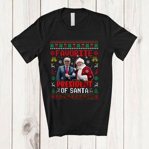 MacnyStore - Favorite President of Santa; Awesome Christmas Sweater Santa With Trump Back 2024; Family T-Shirt