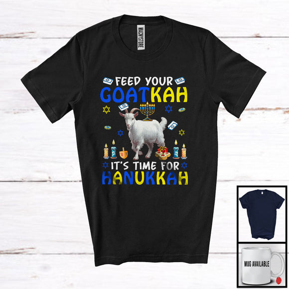 MacnyStore - Feed Your Goatkah; Amazing Hanukah Goat With Menorah; Farm Animal Lover Farmer Group T-Shirt