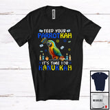 MacnyStore - Feed Your Parrotkah; Amazing Hanukah Parrot With Menorah; Bird Animal Lover Family Group T-Shirt